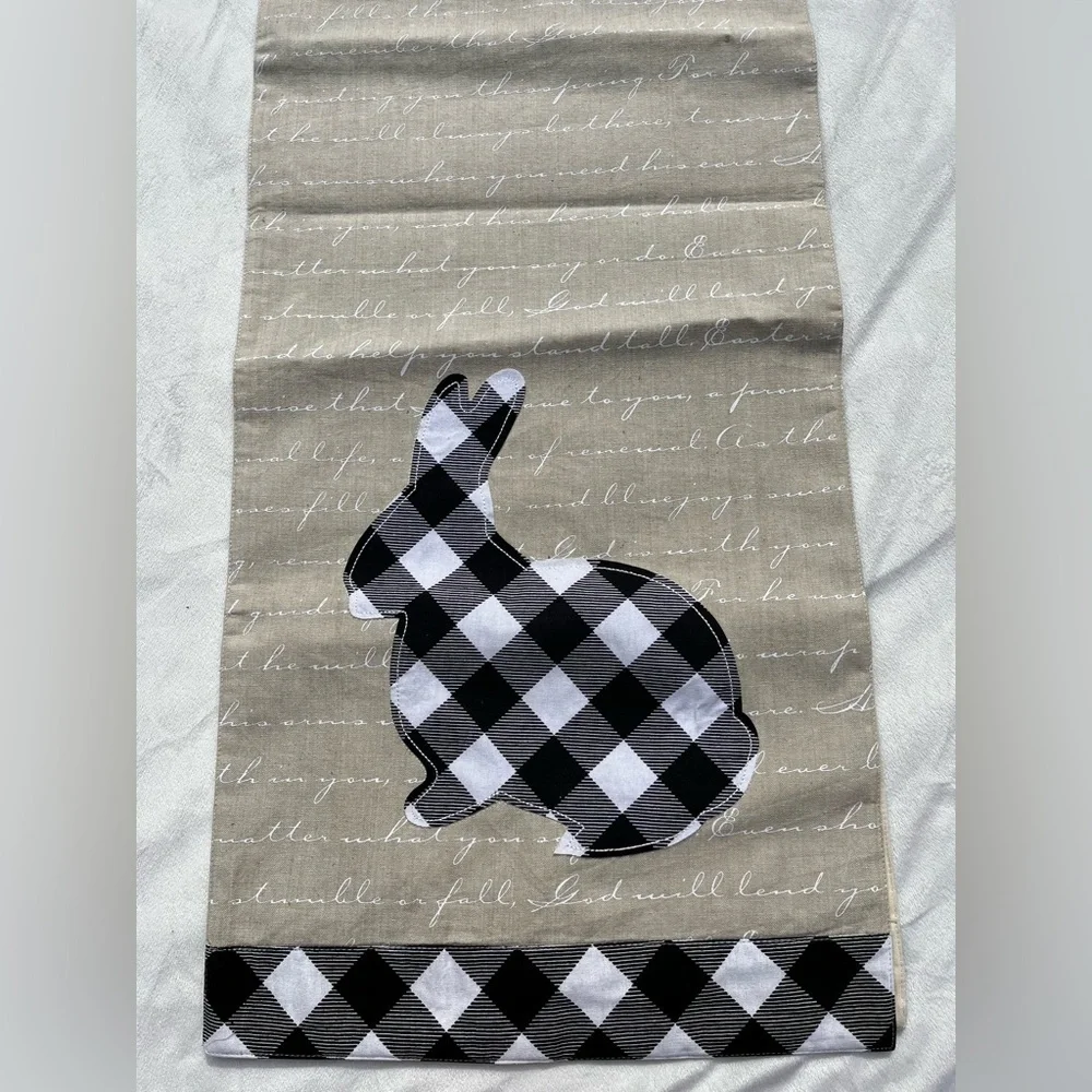 Plaid Bunny Table Runner 16”x80” cotton